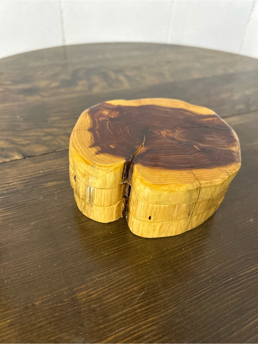 3 Live Edge Hand Crafted Wood Slab Coasters Trivets, Knotty Pine, Smooth Finish